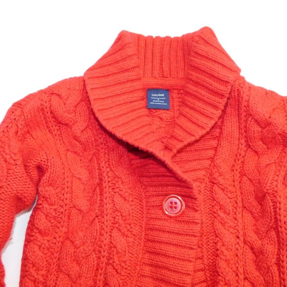 Baby Gap 3T Red 1 Button Cardigan Cable Knit Sweater - Picture 7 of 8